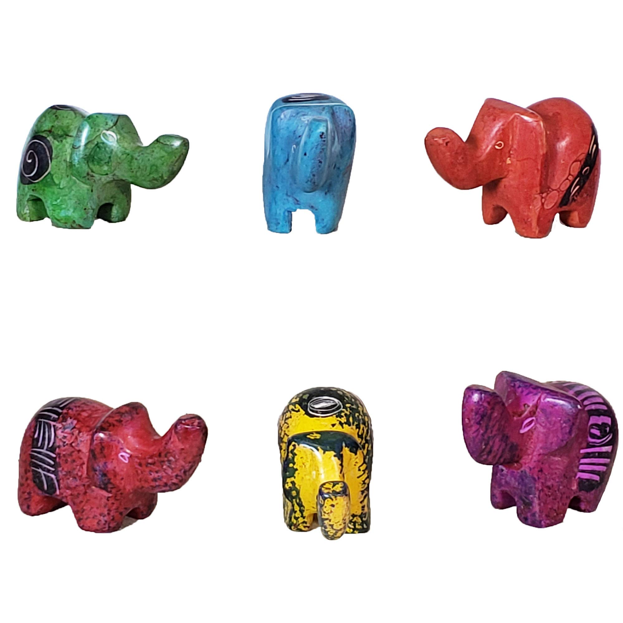 Jungle Safari Assorted Wild Animals Soapstone Hand-Made Vary in Color and Animals (Elephant)