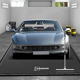 Garage Floor Mat 7'9" x 18' Upgraded Satin Finish Texture Non-Slip Containment Mat Waterproof Garage Floor Mat for Under Car Heavy Duty Protection Mat with Floor Squeegee for All Seasons