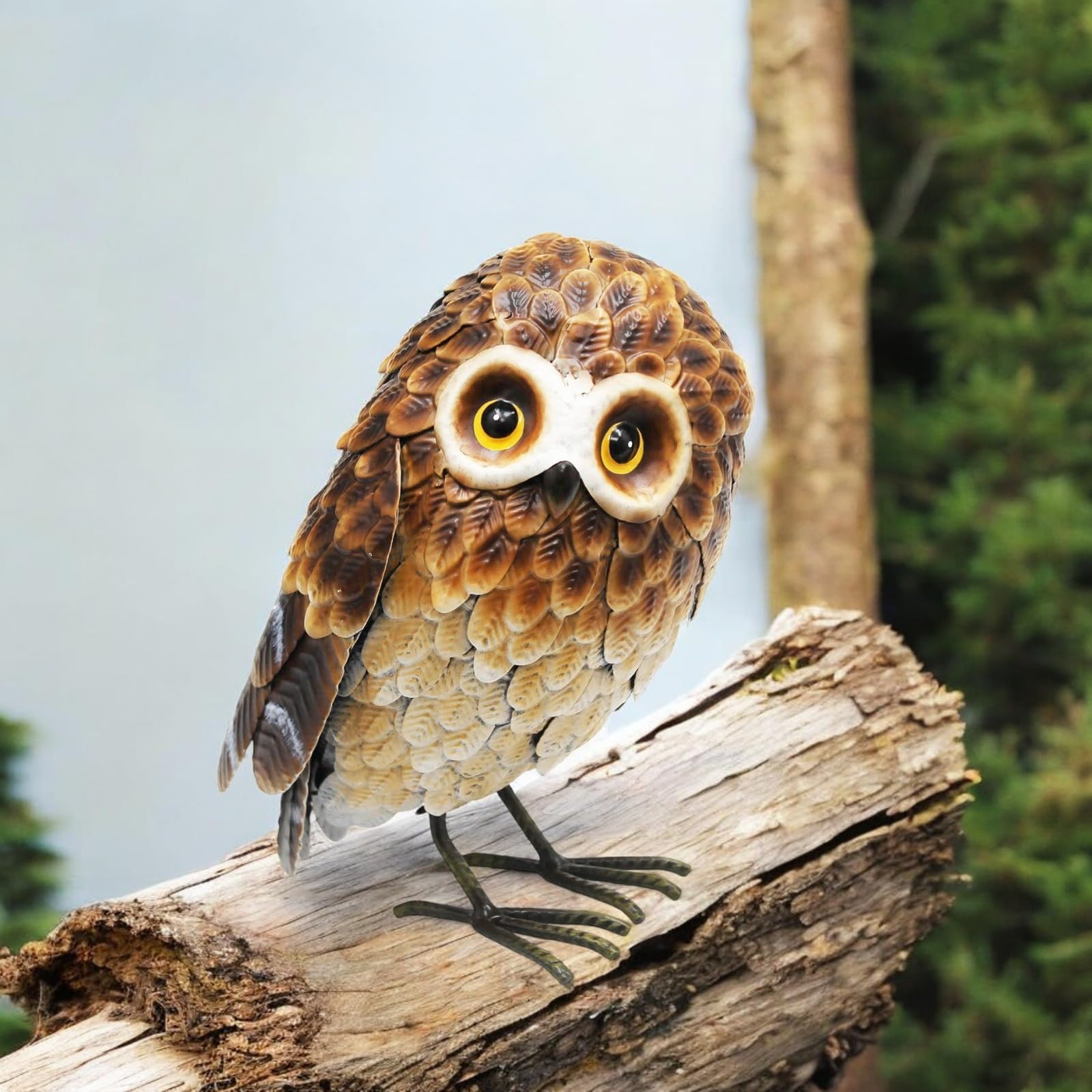 Epsom Metal Garden Animal Statues – Rabbit, Owl, Pheasant & Squirrel | Rustic Handcrafted Ornaments for Outdoor & Indoor Décor | Weatherproof & Freestanding (Standing Brown Owl)