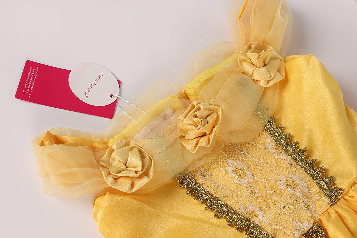 JerrisApparel Prinses Belle Kostuum Deluxe Bloem Partij Aankleden voor Meisjes (3 jaar, Geel 2 Met Accessoires