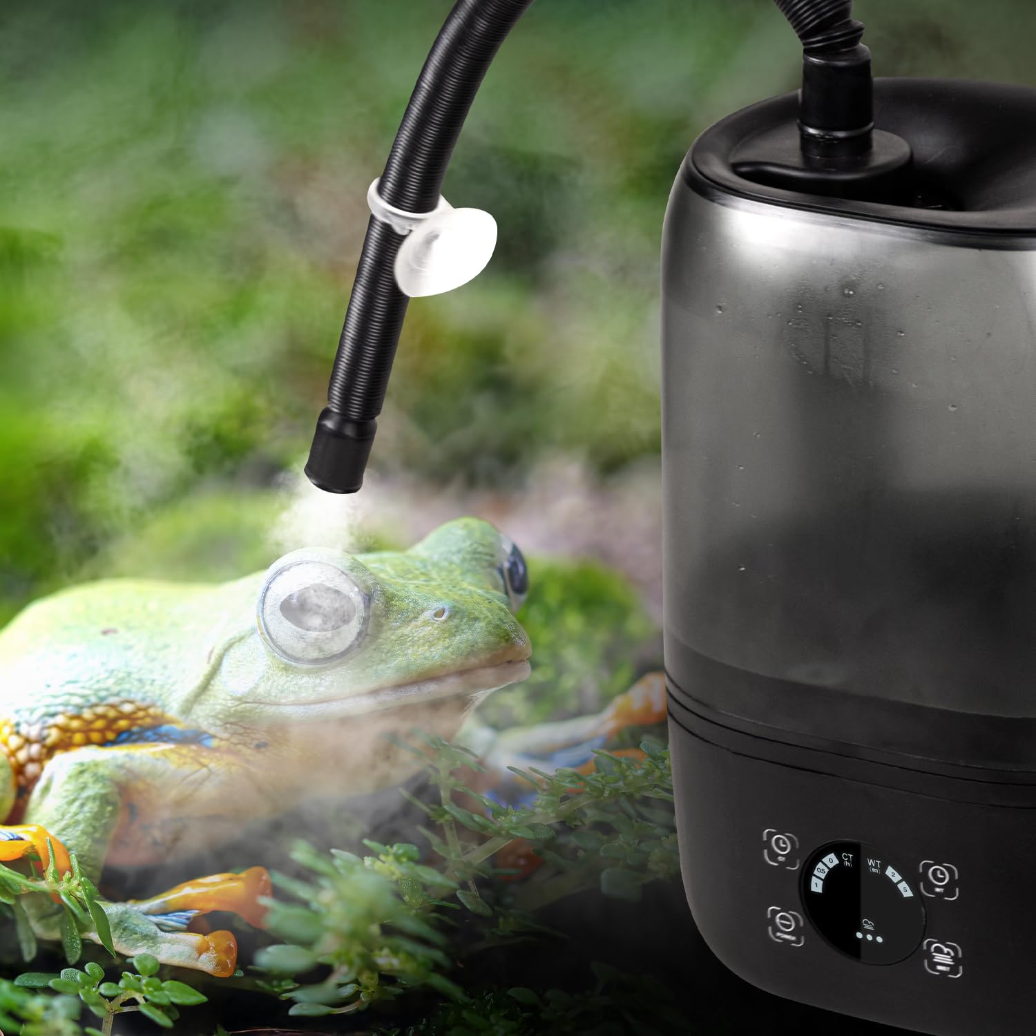Umidificatore digitale per rettili, nebulizzatore per rettili da 4 l, con doppio tubo di estensione, sistema di nebulizzazione automatica per rettili