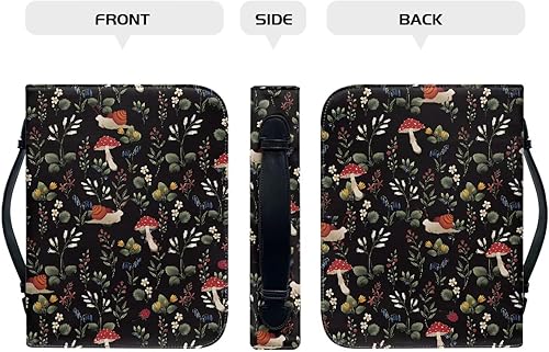 Miniatura 4 de Suobstales Bolsas de la Biblia con estampado de caracoles y hongos para mujeres y hombres, de piel sintética, funda de la Biblia, bolsas para libros