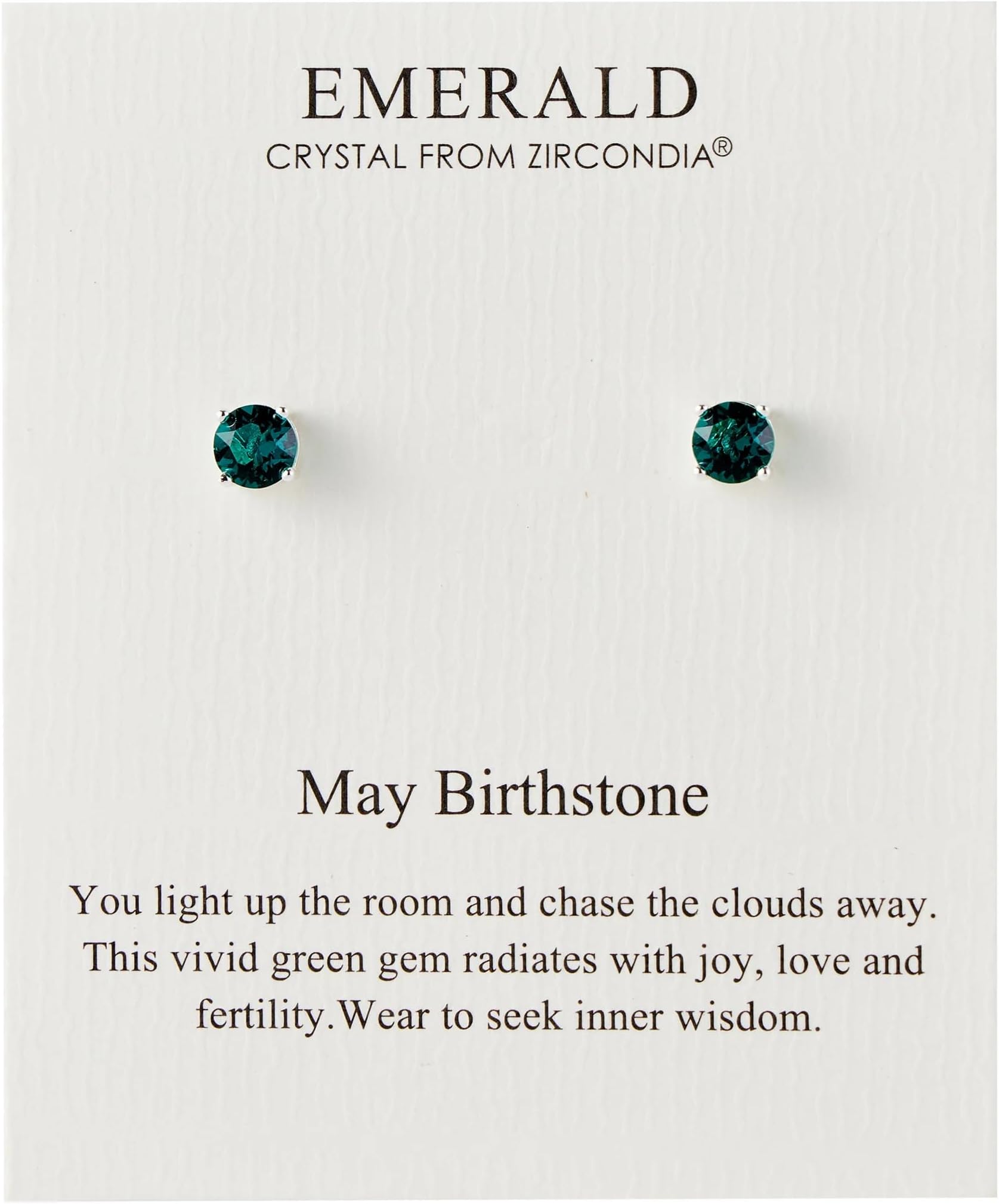 Philip Jones May (Emerald) Birthstone Earrings Created with Crystals