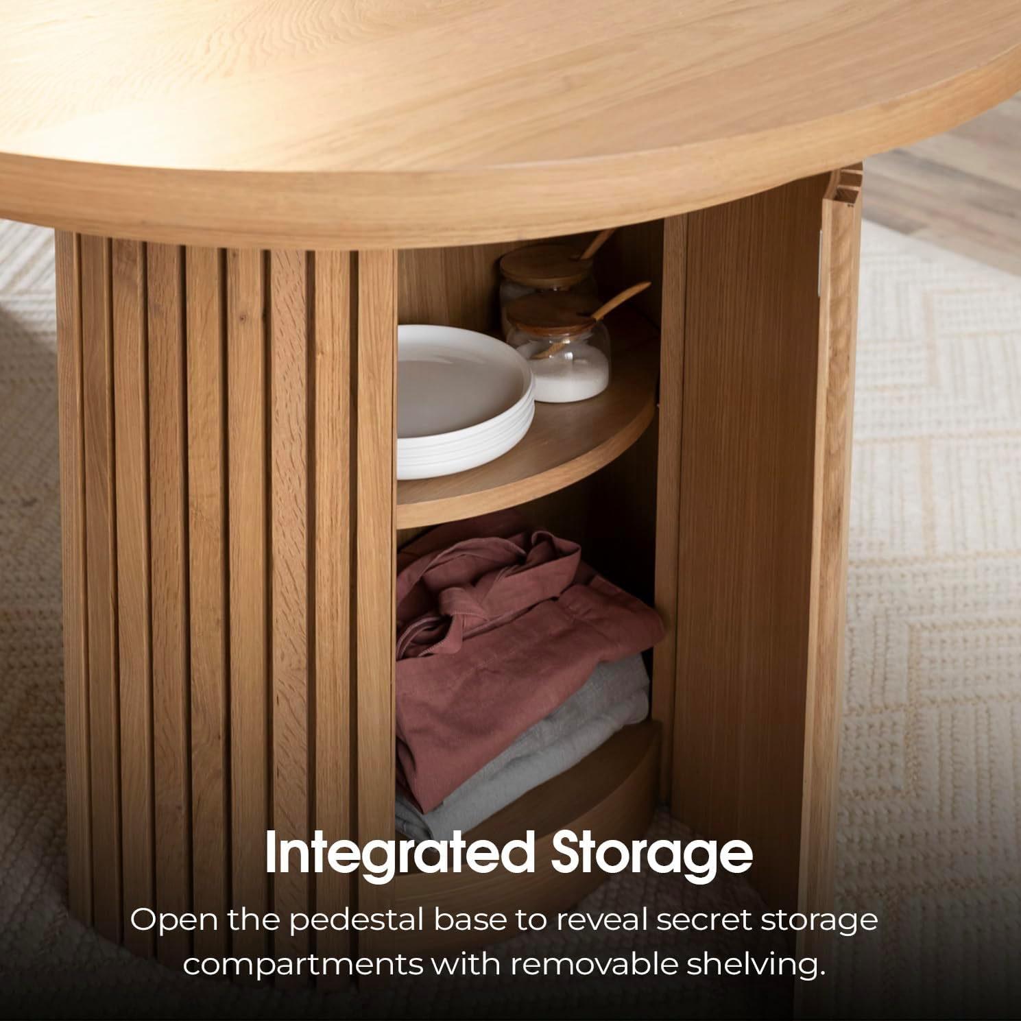 Transformer Table - Solid Wood Extendable Round Dining Table, Extendable Round Dining Table, Space-Saving Modern Furniture, Elegant and Functional Design, Natural (Table Only)