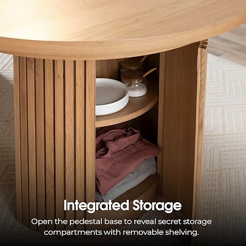 Miniatura 6 de Transformer Table - Mesa de comedor redonda extensible de madera maciza, mesa de comedor redonda extensible, muebles modernos que ahorran espacio,