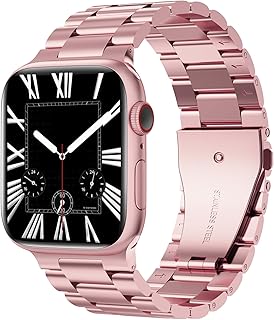 Higgs Strap Compatible with Apple Watch Strap 49mm 45mm 44mm 42mm 41mm 40mm 38mm for Women/Men, Adjustable Metal WatchBands for iWatch Series Ultra 8 7 SE 6 5 4 3 2 1, Smooth Stainless Steel