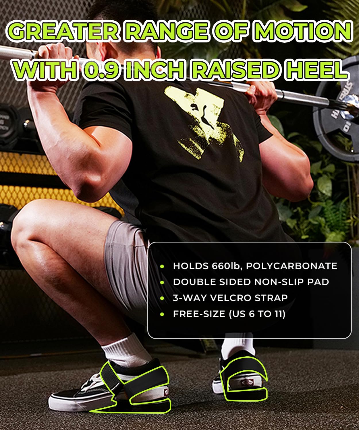 EAST BRO Squat Shoes Wedge Block for Weight Lifting - Attatchable Heel Elevated Slant board - Improve Mobility for Bulgarian Split Stand - Exercise Workout Calf Stretcher for Squats