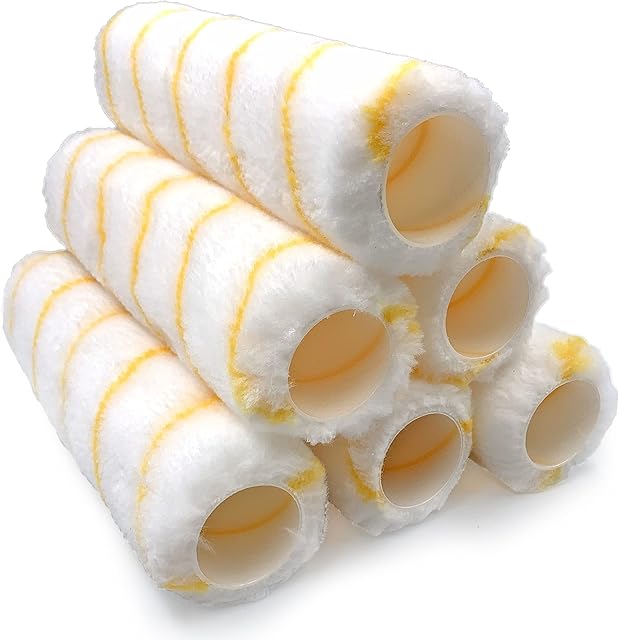 Nicholas Jack 9 inch Roller Sleeves, Pack of 6 Rollers for Painting Walls and Ceilings with 1.5" Standard Fitting  Professional Paint Roller Sleeve for Smooth Finish Emulsion Paint