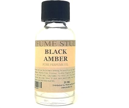 Black Amber Perfume Oil for Perfume Making, Personal Body Oil, Soap, Candle Making & Incense; Splash-On Clear Glass Bottle. Premium Quality Undiluted & Alcohol Free 1oz, Black Amber Fragrance Oil