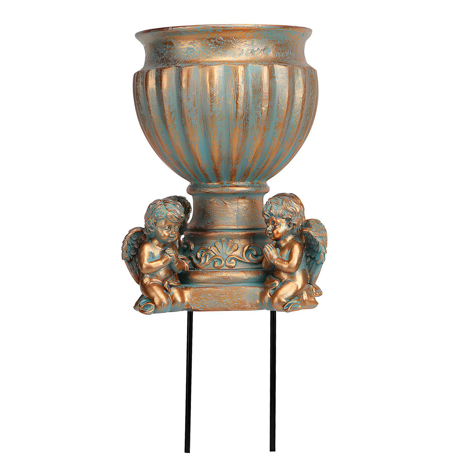 Kaeltsyn Retro Planter Decorative Resin Flowerpot for Entrance Flower Arangement and Garden Patio Yard Indoor Outdoor Decoration Antique Bronze Resin Flower Container