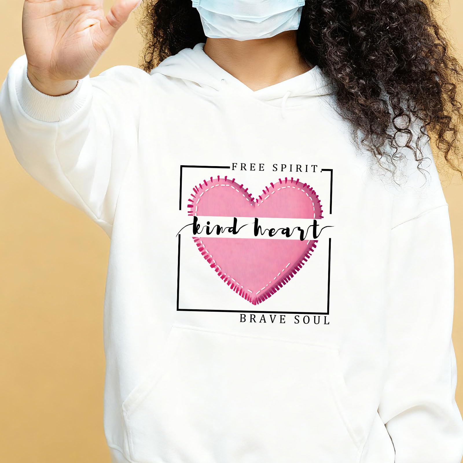 SUPERDANT 9PCS Heart and Text Iron On Transfer Patches Be Kind Heat Transfer Stickers DIY Colorful Iron On Decals Washable Heat Transfers Paper for Girl Clothing T-Shirt Hoodie Backpacks Bags Decor