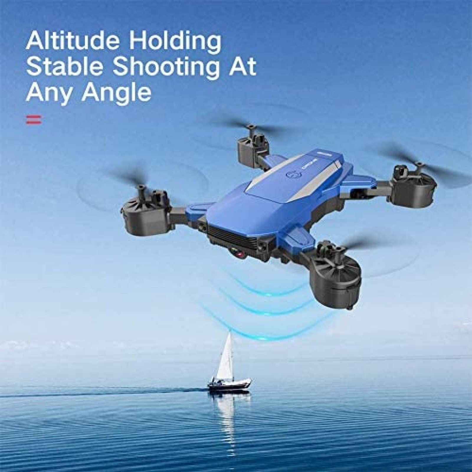 Quadcopter Transmisja FPV 2,4 GHz, dron z kamerą 4K HD dla dorosłych, czas lotu 60 minut, powrót jednym klawiszem, tryb bezgłowy, połączenie WIFI z 3 bateriami, kolor niebieski