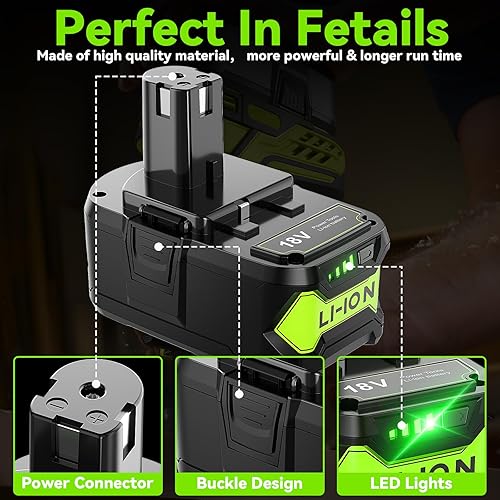 Miniatura 6 de Paquete de 2 baterías P108 de 18 V compatibles con Ryobi 18V ONE+ batería de repuesto P108 P102 P103 P104 P105 P107 P109 P122 Baterías de