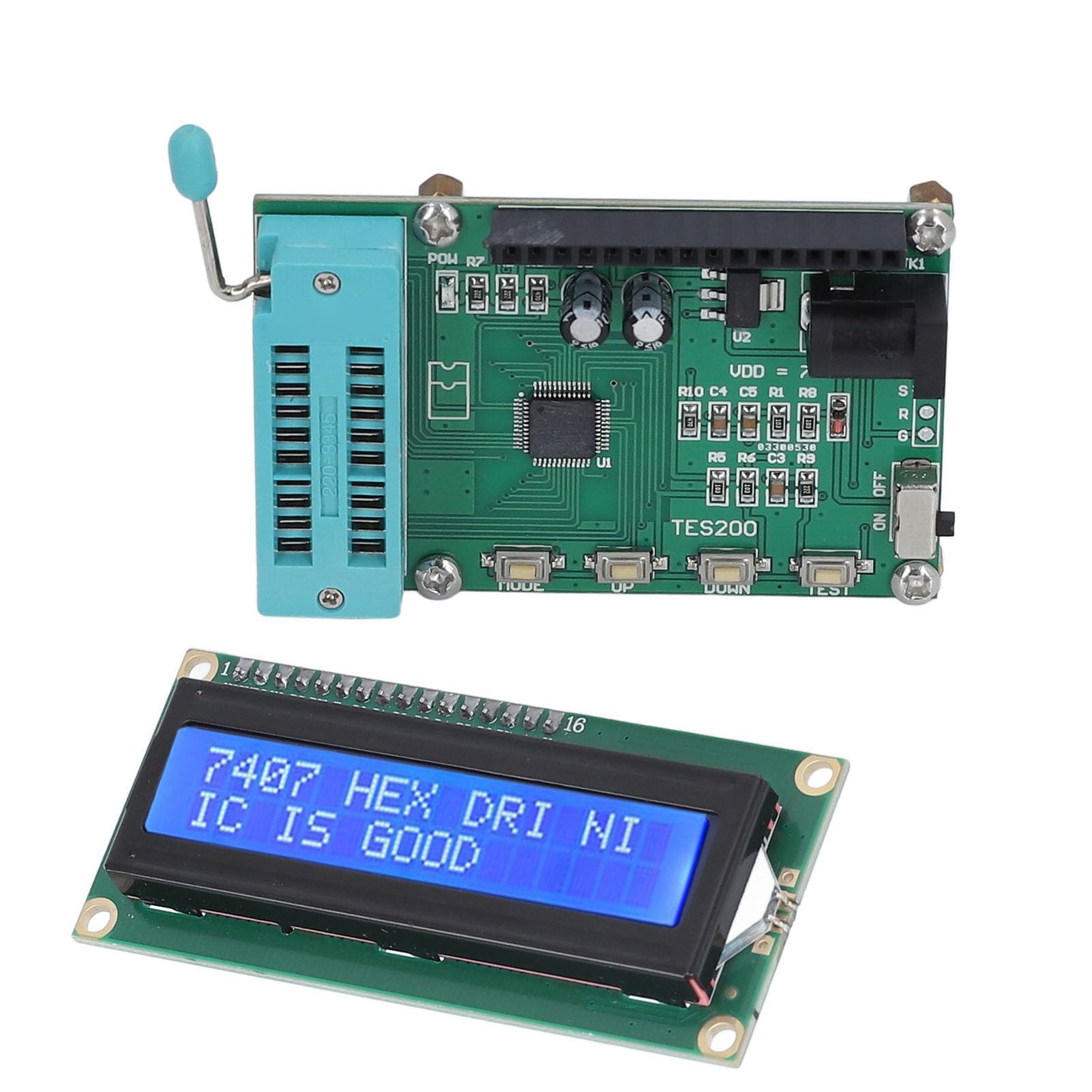 Fafeicy Medidor de Circuito Integrado PCB Digital IC Tester 7 a 12VDC Pantalla LED Prueba de 3 Segundos Amplio Rango de Temperatura para Técnicos de Reparación y Banco de Trabajo Electrónico de la