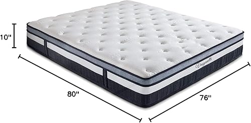 Miniatura 2 de Vesgantti Colchón King de 10 pulgadas con resortes internos multicapa híbrido tamaño King - Diseño ergonómico con espuma viscoelástica y colchones