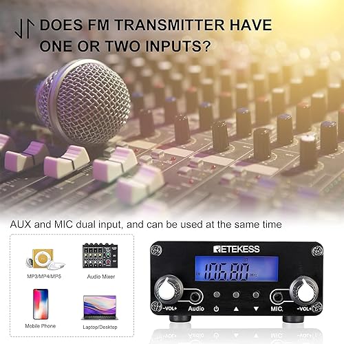 Miniatura 4 de Retekess TR508 Transmisor FM con 6 auriculares TR101 FM Radio, estación de transmisión estéreo de radio FM de largo alcance para conducir en