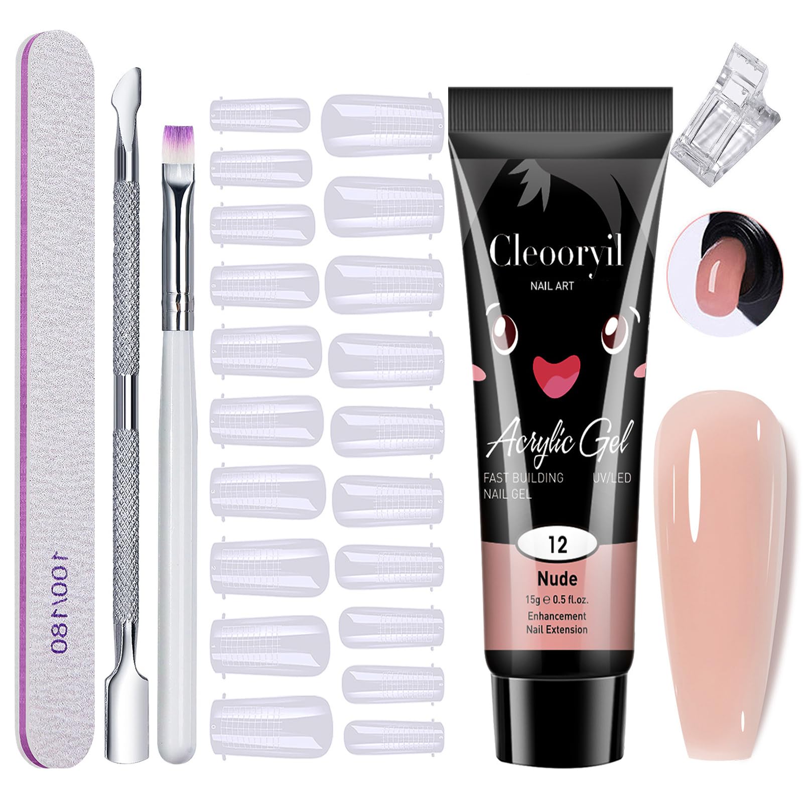 Polygel Nail Kit, Nude Builder Gel Nail Kit Nail Extension Kit Sculpture Gel with Slip Solution Nail Tool Set