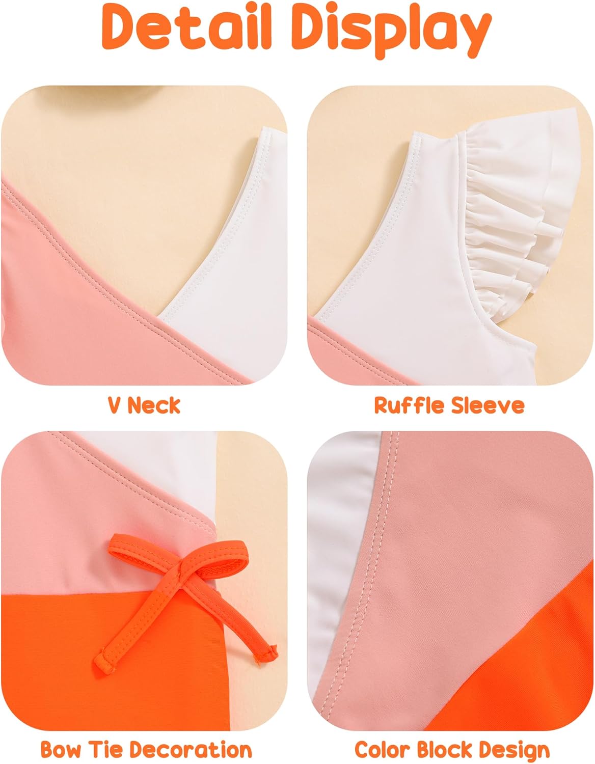 Mioglrie Toddler Baby Swimsuit Girl Bathing Suit Girl 2T 3T 4T 5T 6T Girls One Piece Swimsuits Color Block Swimwear - Image 6