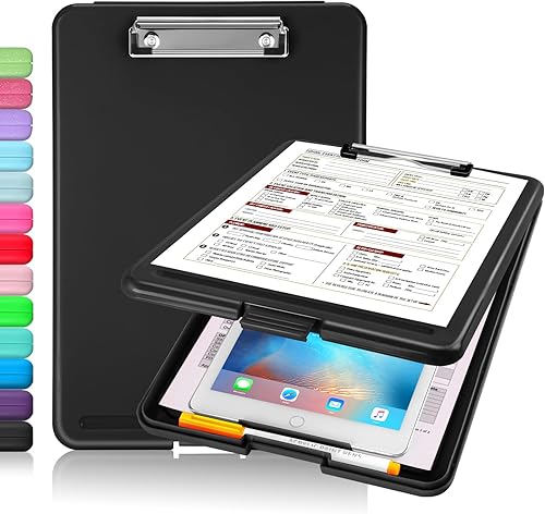 Sooez Portapapeles de almacenamiento, 25% más resistente Tableros de clip de enfermera de 8.5 x 11 pulgadas con almacenamiento, portapapapeles de
