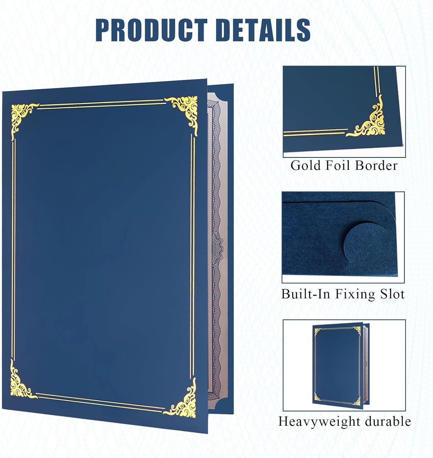 150 Pack Certificate Holders with Gold Foil Border Diploma Covers for Letter Size 8.5x11 Certificates, Awards, Graduation, and Document Papers,Cardstock (Navy Blue)