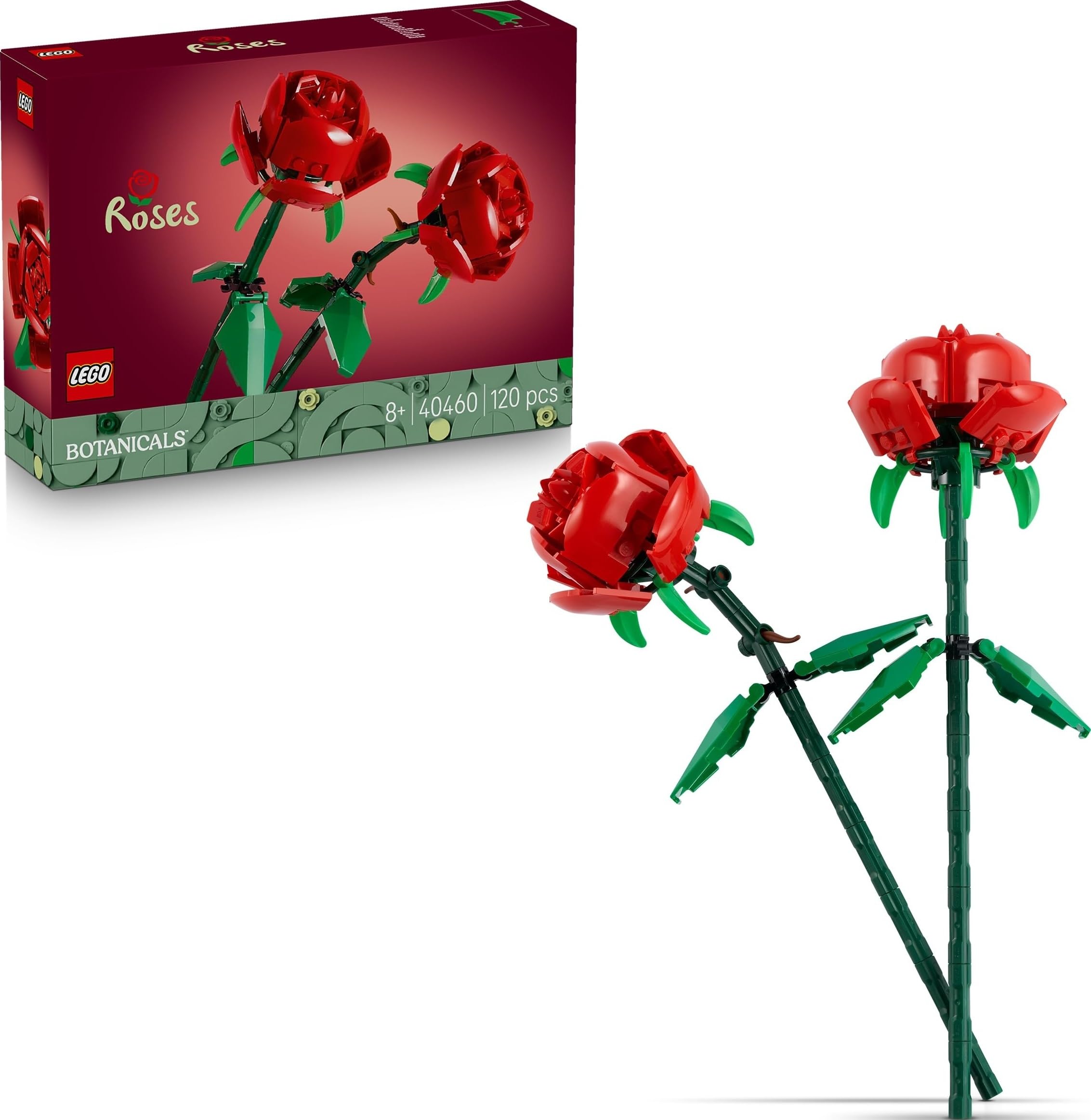 LEGO Botanicals Roses - Faux Flowers Building Set - Desk Decoration or Floral Home Decor - Nature Toy for 8+ Year Old Girls & Teens - Birthday Gift Idea - 40460