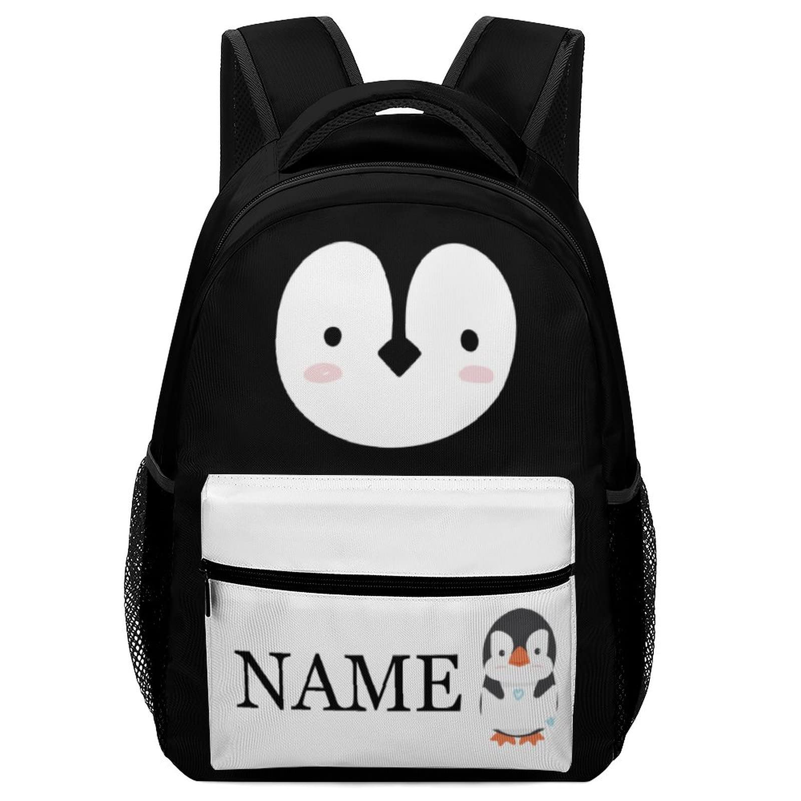 Aicihert Custom Cute Penguin Backpack Personalized Name Text Backpack Daypacks Customized BookBags School Bag for Student Boys Girls