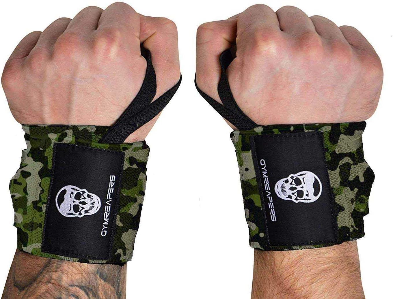 Gymreapers Weightlifting Wrist Wraps (Competition Grade) 18" Professional Quality Wrist Support with Heavy Duty Thumb Loop - Best Wrap for Powerlifting, Strength Training, Bodybuilding
