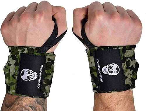Gymreapers - Muñequeras de halterofilia, profesionales, con presilla de pulgar resistente para competición de levantamiento de pesas, entrenamiento