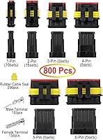 Vista 2 de 800pcs 50 juegos de conectores de cable eléctrico automotriz impermeable Kit de enchufe 1/2/3/4/5/6 pines conectores impermeables con herramienta