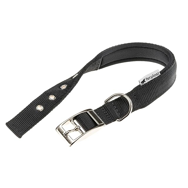 Ferplast Collar para Perro, tamaño Mediano-Grande, de Nailon Acolchado, con Hebilla metálica Ajustable