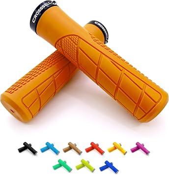 MTB Grips - Lock-on Bike Handlebar Grips for Mountain Bike, BMX & E-Bike - Non-Slip Shock Absorbing Bicycle Grips for 22.2mm Handlebars - [7 Colors]
