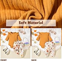 Vista 4 de Aalizzwell Conjunto de mameluco acanalado para bebé recién nacido prematuro para otoño e invierno