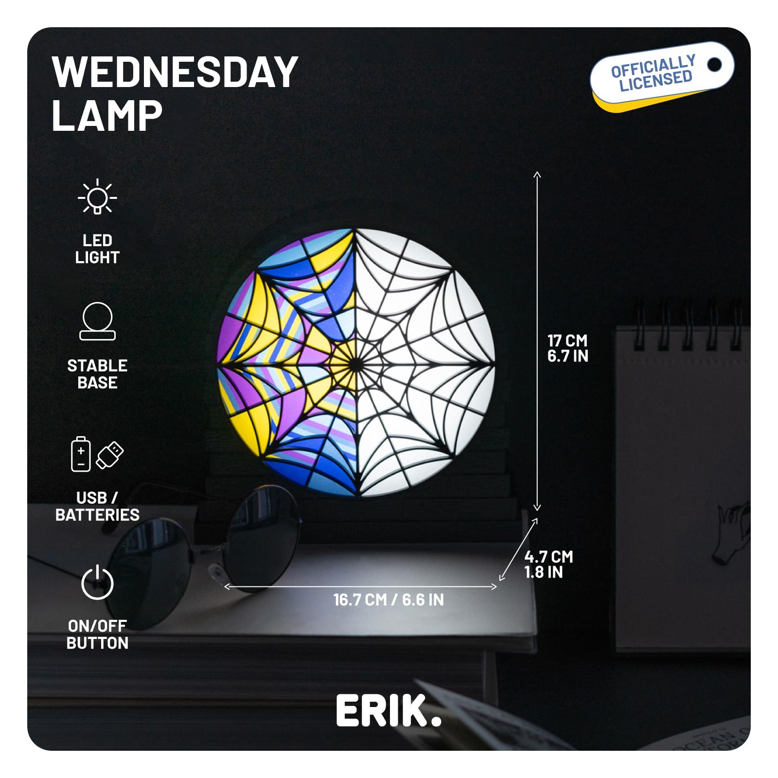 Grupo Erik Lamp - Wednesday | Desk Lamp, USB Lamp, USB Light, Mood Light | Wednesday Addams Gifts, Addams Family Halloween Decorations, Halloween Gifts