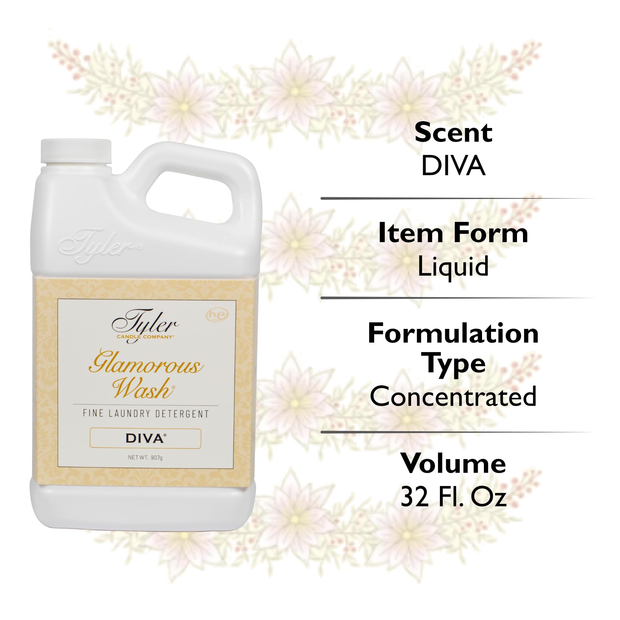 Tyler Glamorous Wash DIVA Detergente fino para ropa con bolígrafo removedor de manchas, detergente líquido DIVA diseñado para ropa, lavable a mano y a máquina, 32 onzas (DIVA)