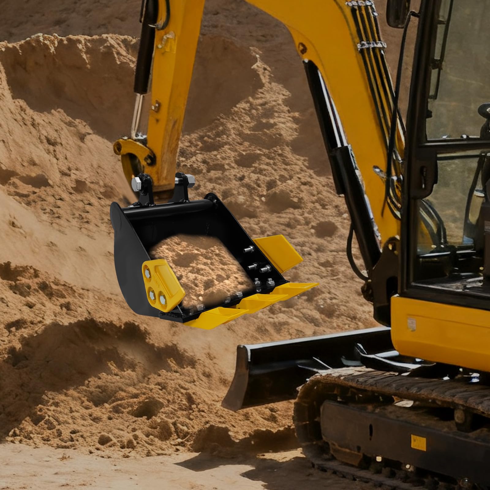 Minibagger Löffel, Minibagger Anbaugerät für 800-1500 kg, Baggerschaufel mit Metallzähnen, für Bauarbeiten, Landwirtschaft, Grabenverfüllung (30cm)