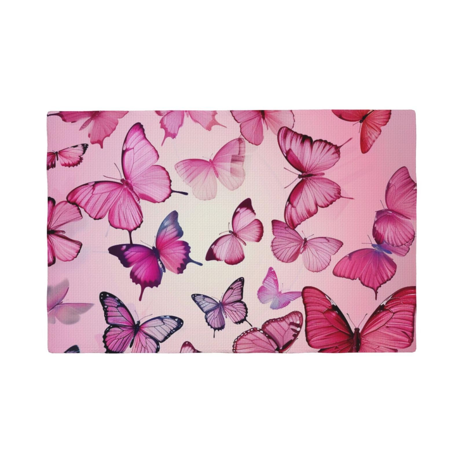 Butterflie Print Placemats Set, Heat Resistant Washable Placemat 12x18in Table Mats for Party Kitchen Dining Table Decoration Indoor Outdoor, Six Piece