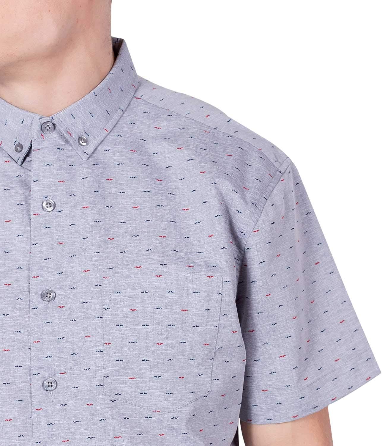 Visive Hawaiian Shirts for Men Short Sleeve Button Down/Up Mens Shirt Grey Mustache Big 2X - Image 2