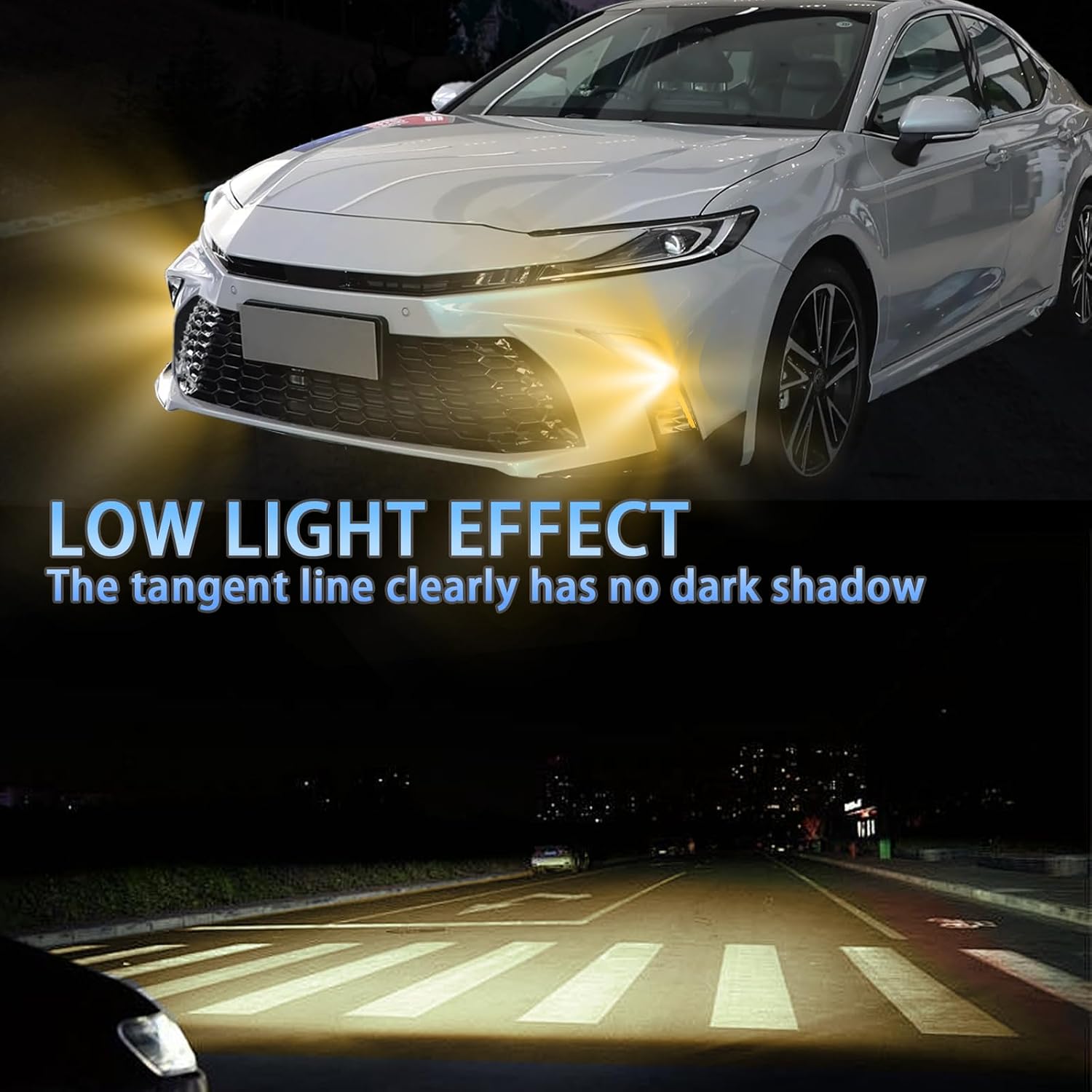 Switchback White/Amber LED Front Bumper Fog Light Daytime Running Lamp Amber Sequential Turn Signal Light Feature Compatible with Toyota Camry 2025 SE XSE Replacement Front Bumper Trim