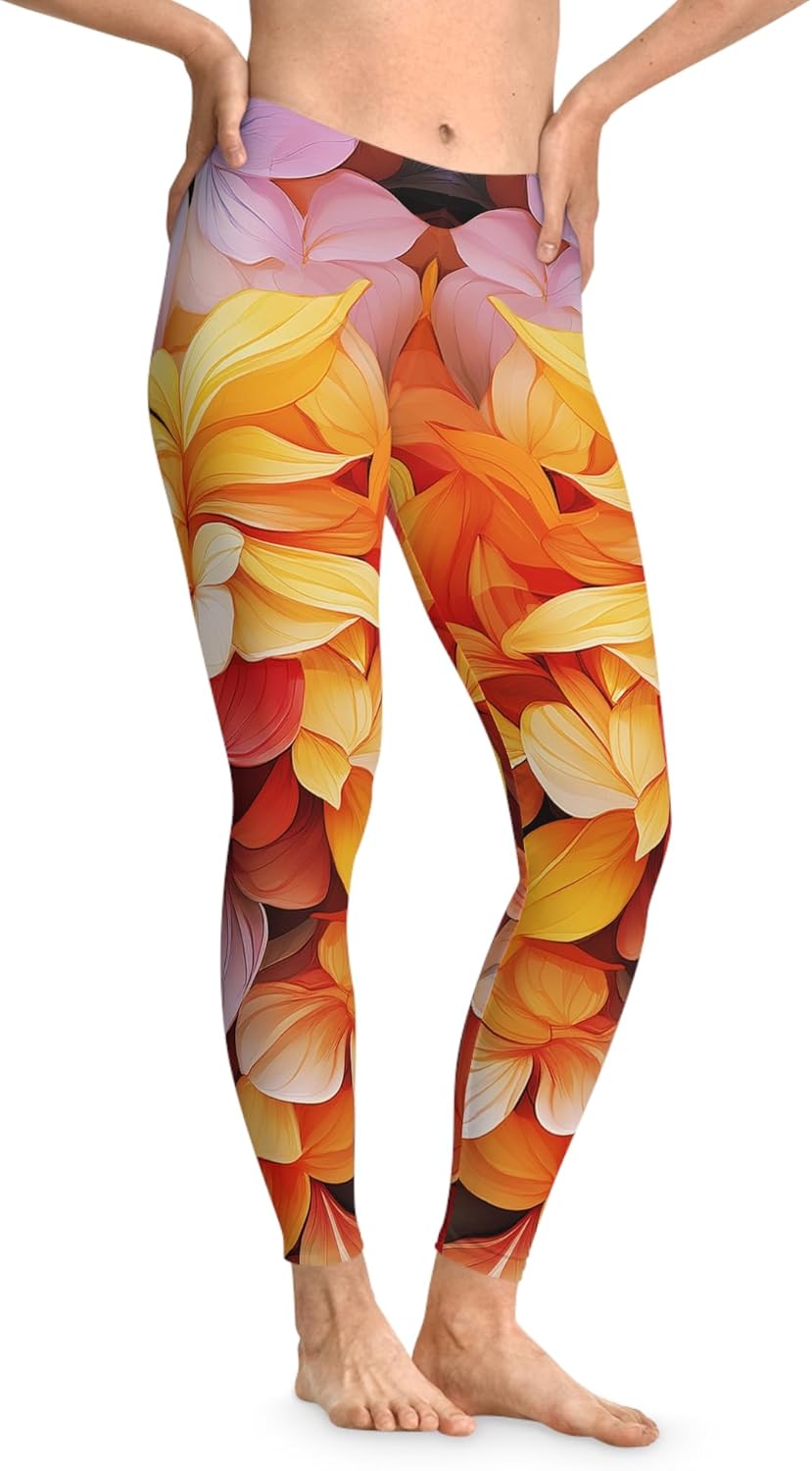Vibrant Floral Leggings | Stretchy Yoga Pants, Workout Leggings, Athleisure Wear, Gifts for Her, Summer Workout