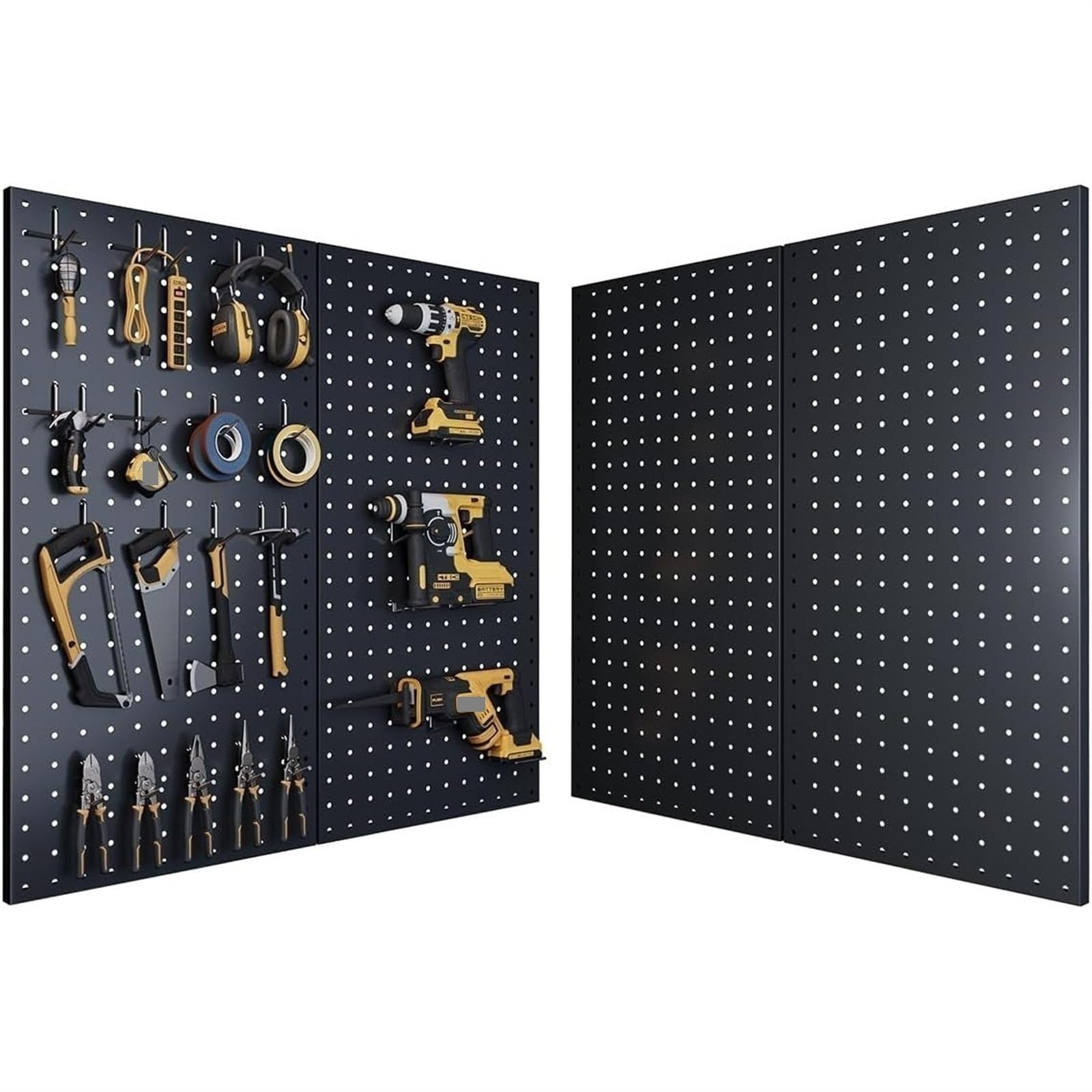 XILEUDUOD Pegboard Heavy-Duty Metal Pegboard Wall Organizer, 12x24 in Steel Peg Board with 38 Hooks, Modular Expandable