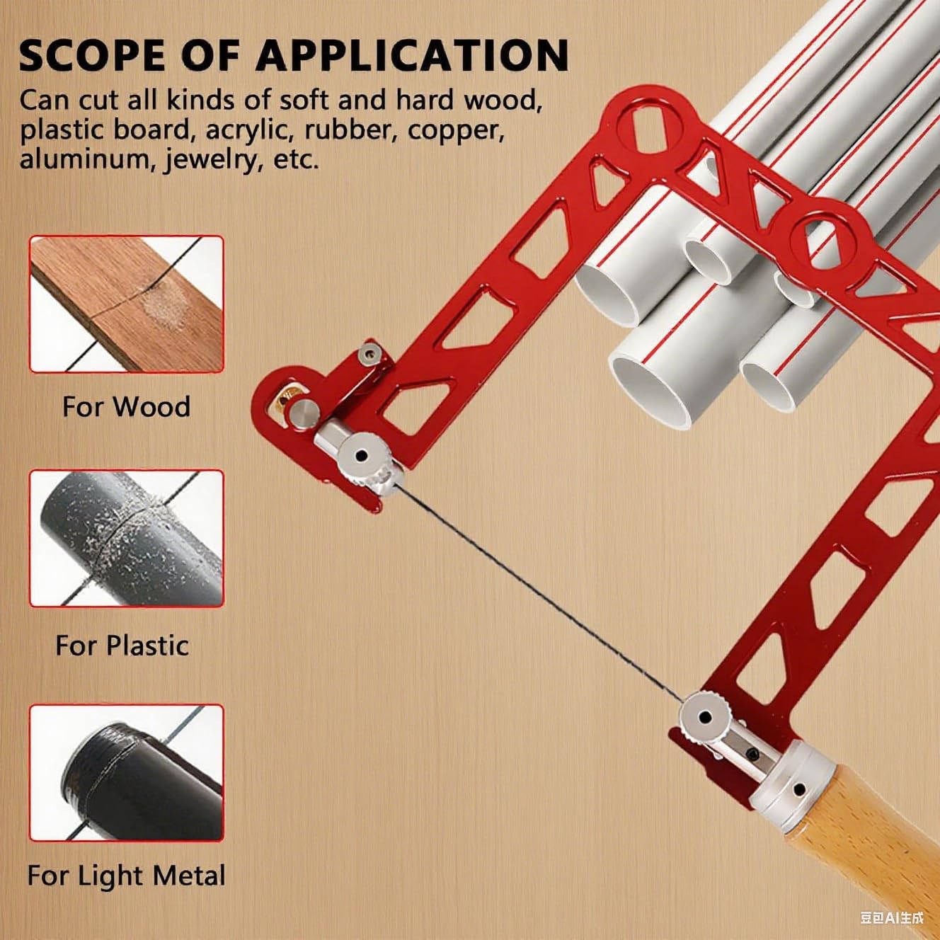 Scie à chantourner manuelle professionnelle haute performance pour le travail du bois, outil de coupe multidirectionnelle, scie à chantourner pour bois, plastique, caoutchouc, métal souple
