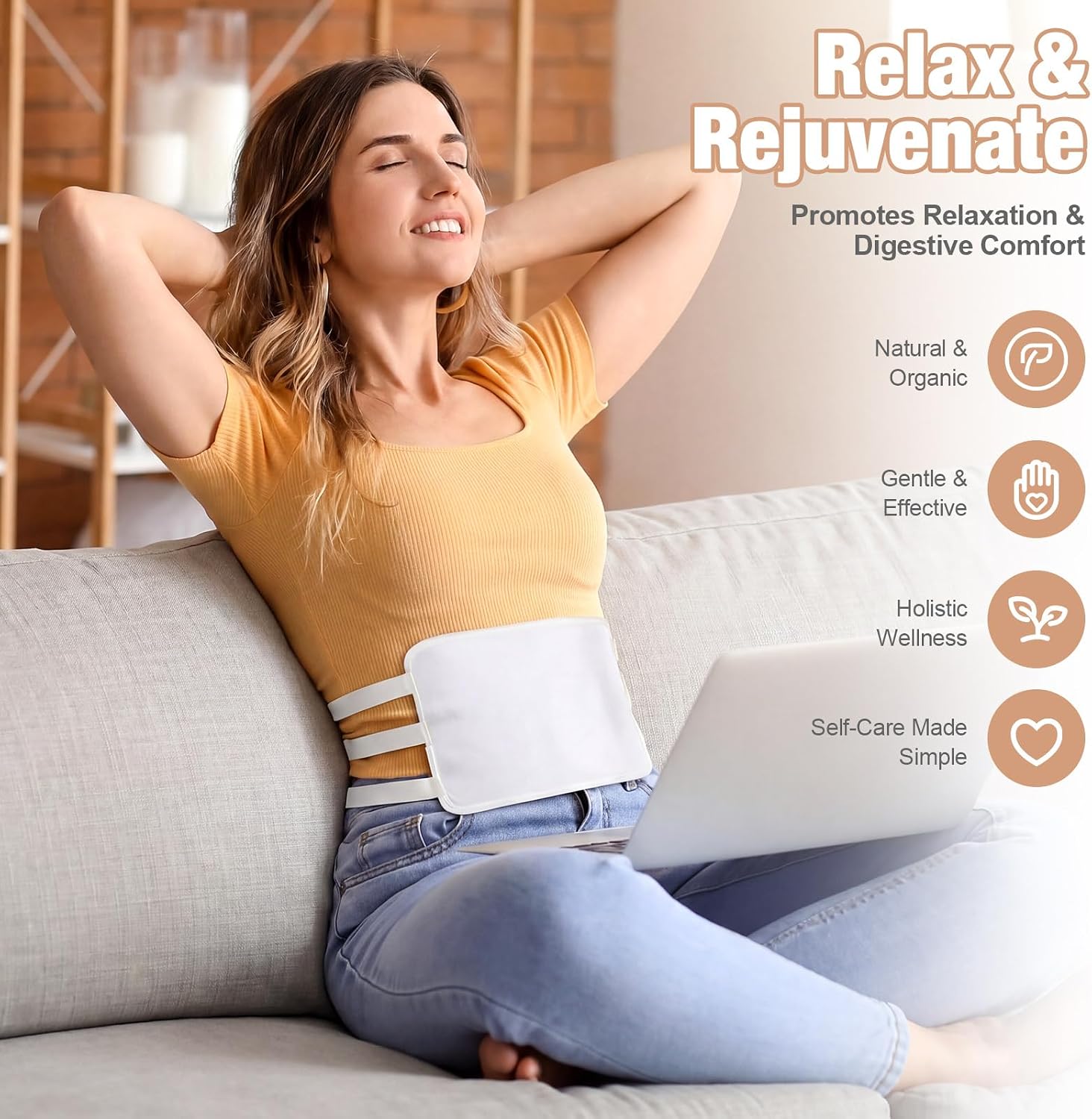 6 Pcs Castor Oil Pack Wrap Organic Flannel Cotton Castor Oil Belt for Stomach Belly Detox Reusable Compress with 6 Adjustable Straps, Less Mess and Anti Leak for Joints Inflammation