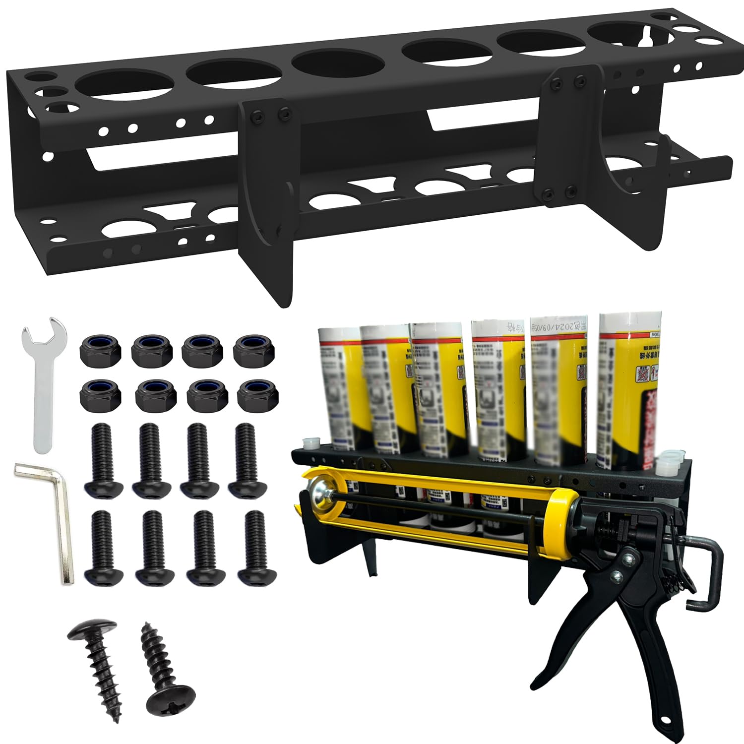 Swiona Caulking Tube and Caulking Gun Holder, Caulking Gun Storage Rack, Handy Rack for Caulking Tubes and Gun, Caulking Gun Holder Caulking Gun