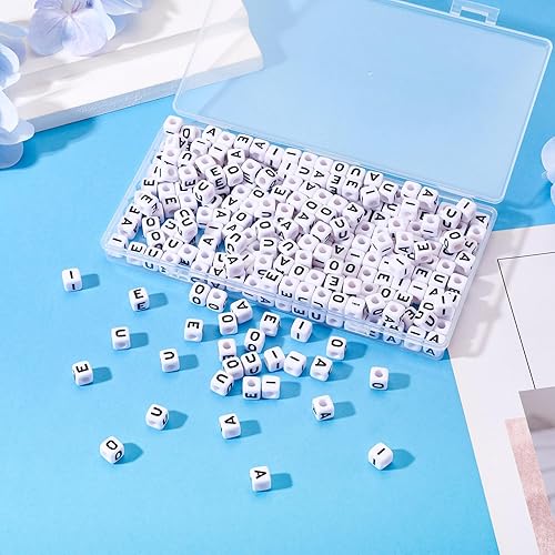 Vista 67 de FASHEWELRY 300 cuentas de letras acrílicas blancas de 0.236 x 0.236 pulgadas (0.236 x 0.236 in), cuentas del alfabeto para hacer pulseras