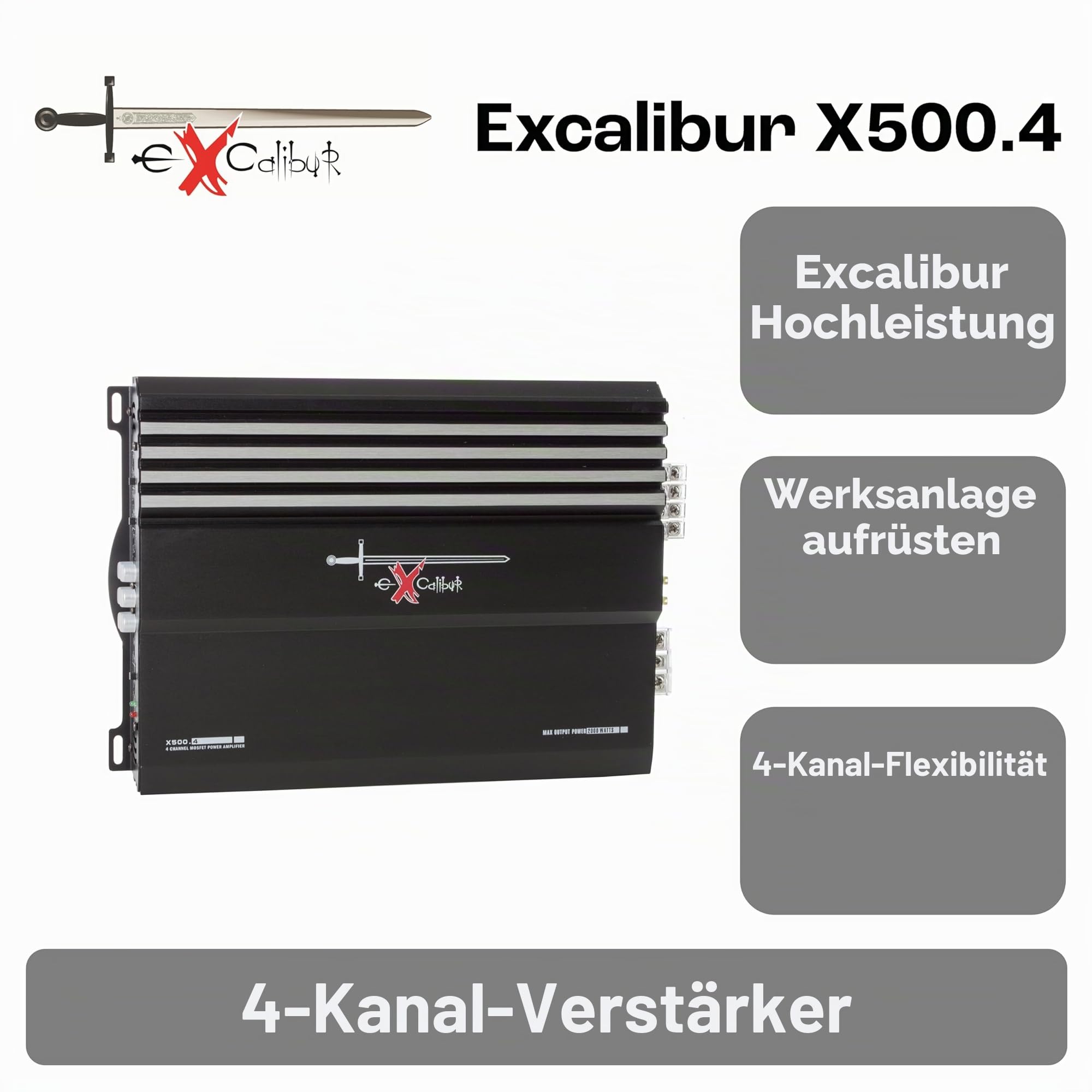 Excalibur X500.4 Endstufe (MOSFET, 4-Kanal, 2000 W)