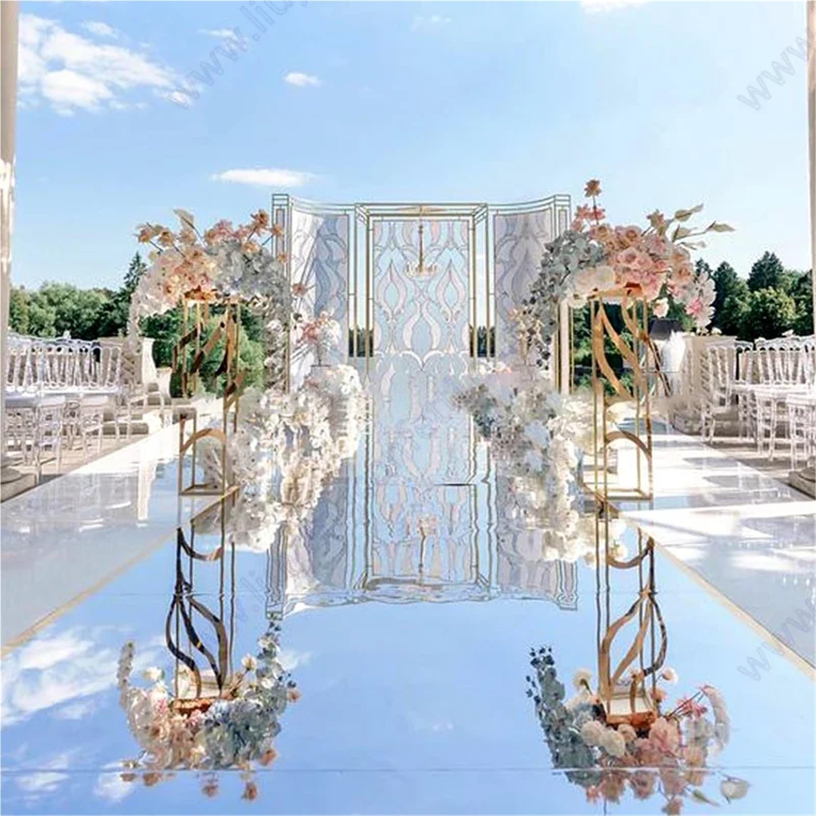 Tapis Miroir Argenté Pour Événement De Mariage, Allée De Mariage, Décoration De Sol