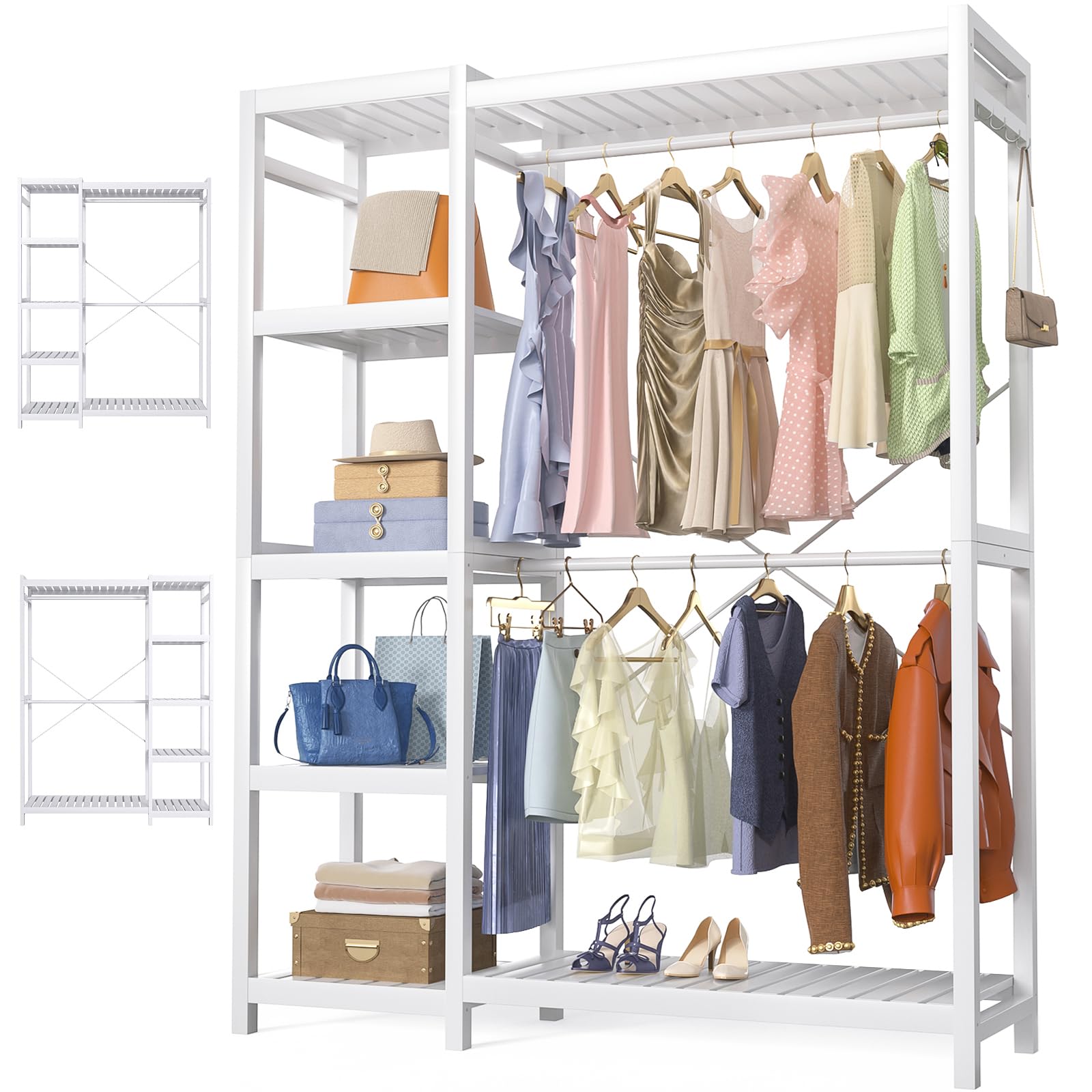 2 Tire Clothes Rack With Wheel, Rolling Garment Rack For Hanging - View #7