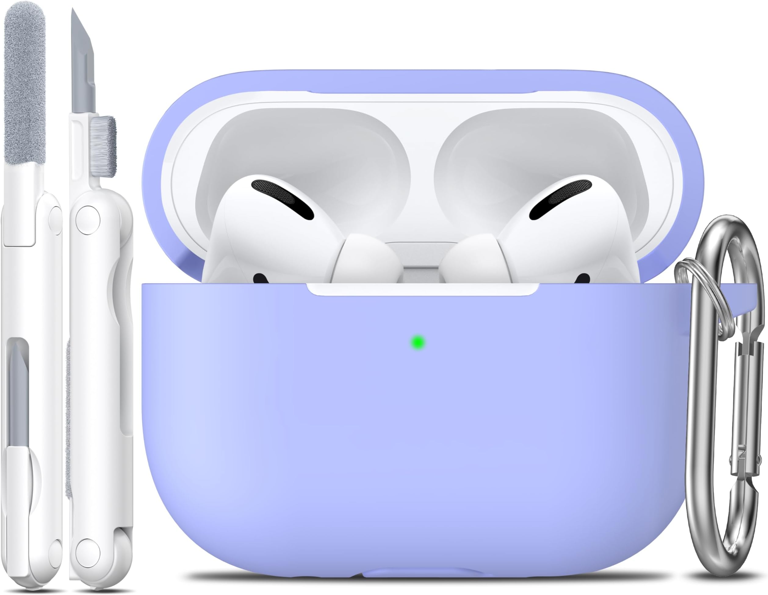 for AirPods Pro 2 Case Silicone Cover, Lilac | Compatible with Apple AirPods Pro 2nd/1st Generation with Keychain & Cleaner Kit, Wireless Charging Compatible