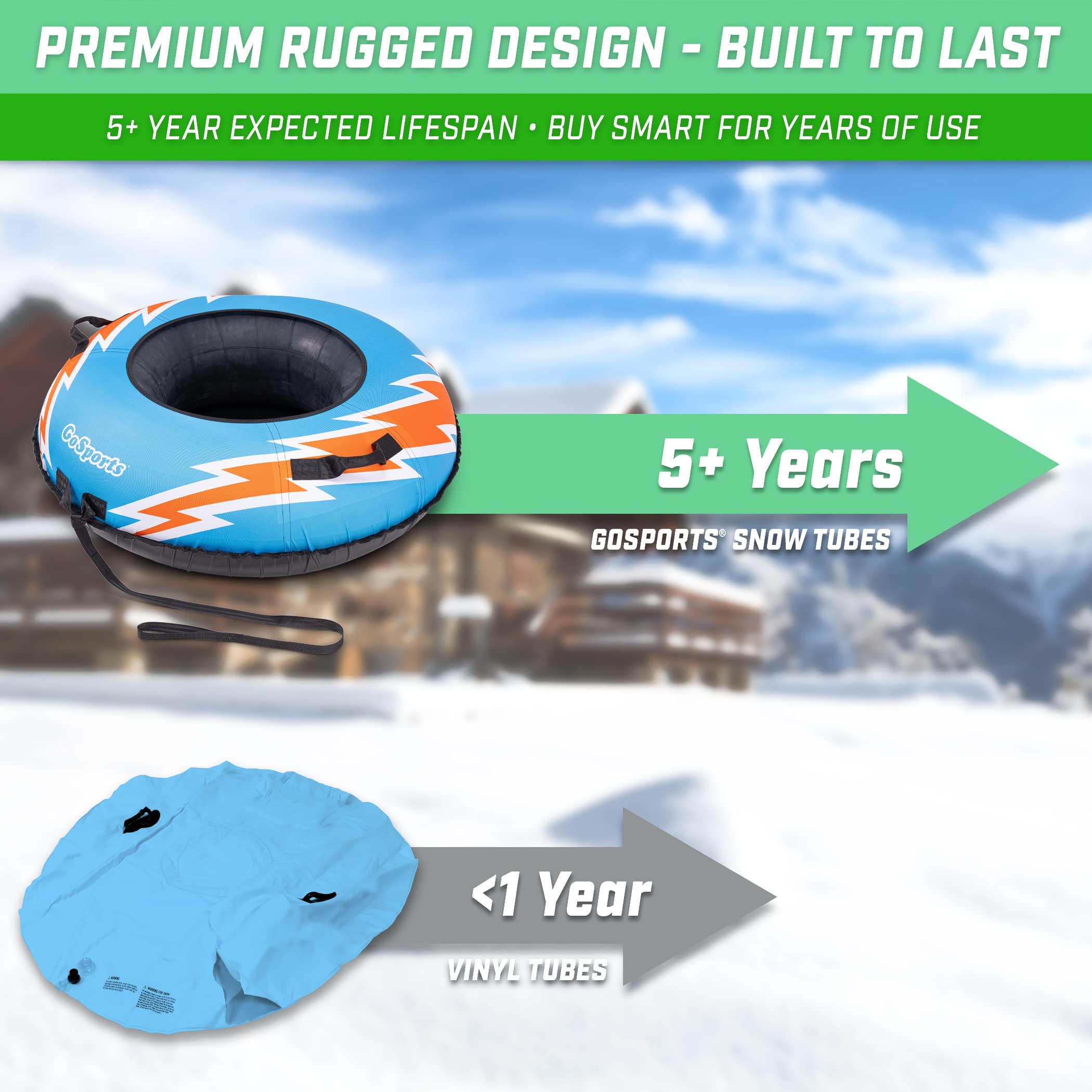 GoSports Tube à Neige d'hiver Robuste de 111,8 cm avec Housse en Toile de qualité supérieure – Traîneau de qualité Commerciale – Choisissez Votre Style