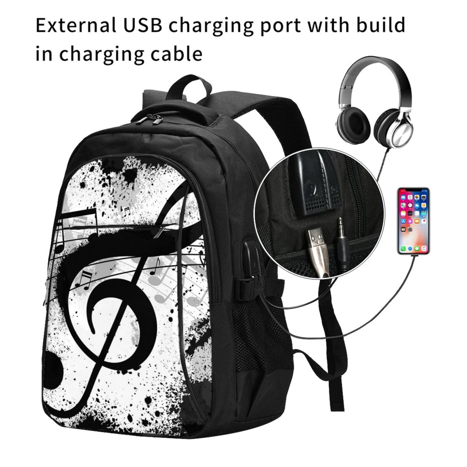 InOmak Musiknoten, Reiserucksack, Freizeitrucksack, Schulrucksack, Laptop-Rucksack für Damen und Herren